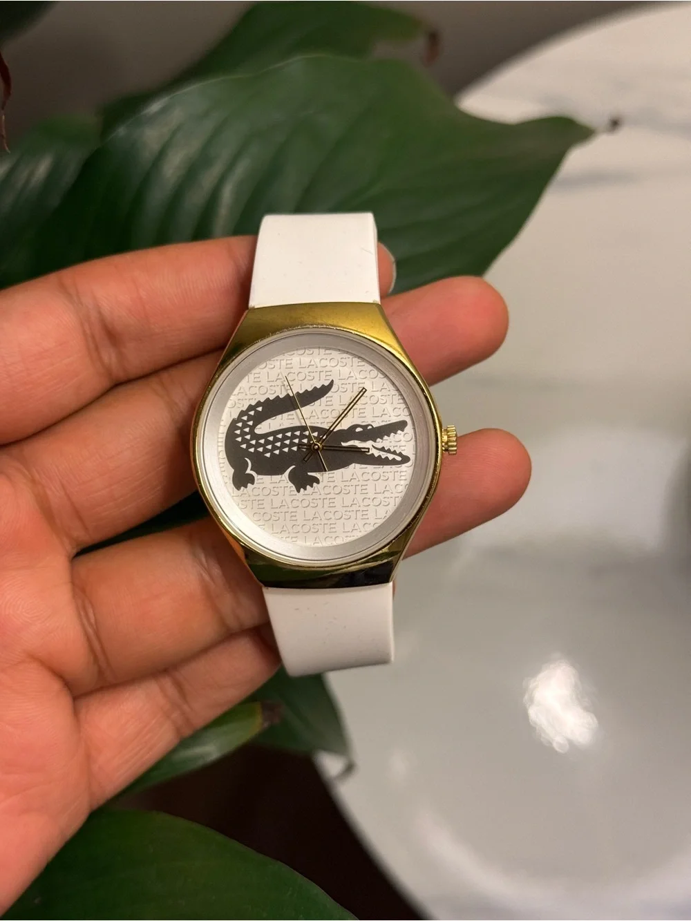 Lacoste White & Gold unisex Silicone white Strap Watch